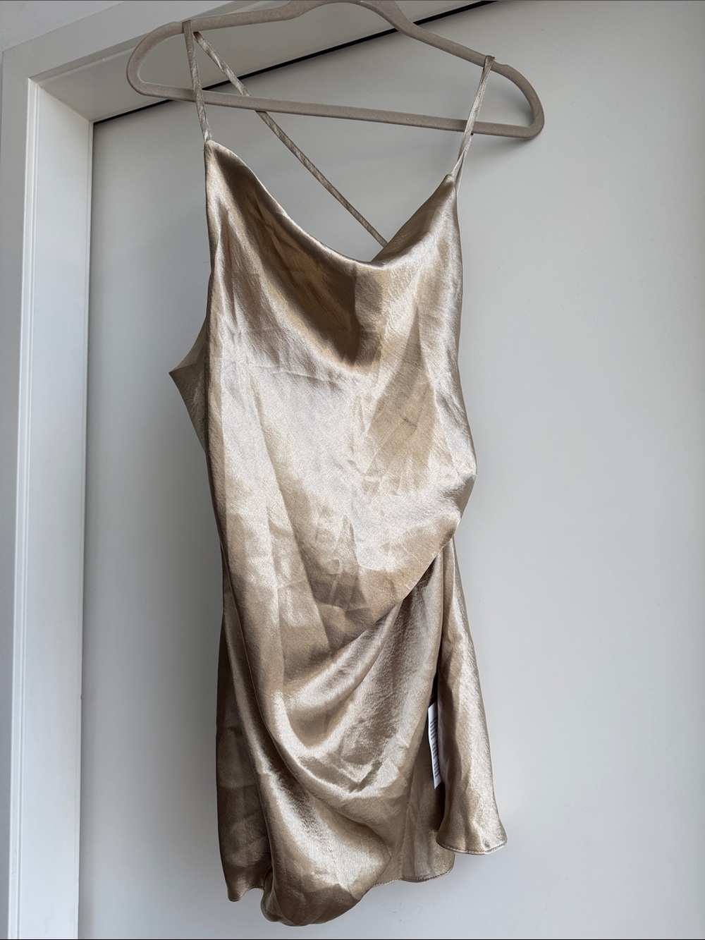 ASOS Gold Satin Cowl Mini Dress